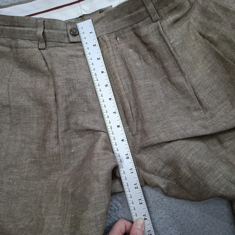 Louis Raphael Tailored‎ Pants 35x30 Woven Linen Blend Pleated Cuffed Breathable